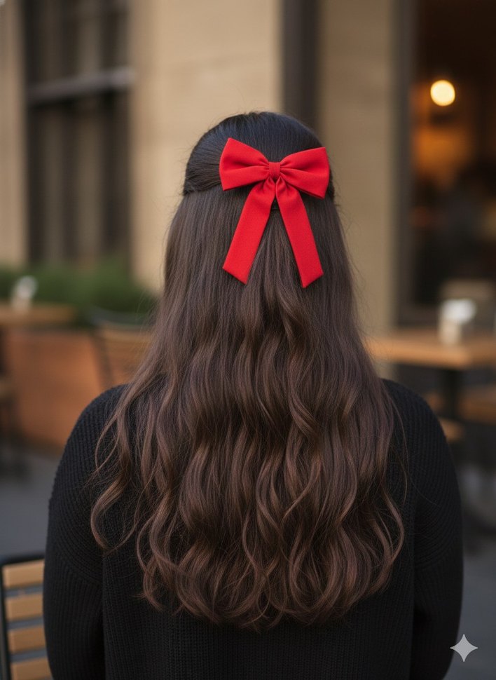 Kırmızı Lastikli Kadın Saç Tokası - Görsel 3