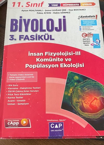 Biyoloji çap 2 ve 3. Fasikül 11. Sınıf