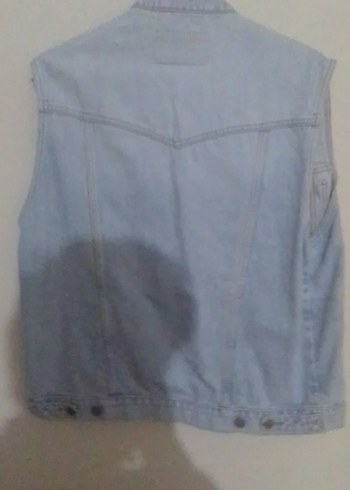 Kadın Mavi Kolsuz Denim Ceket - Görsel 2