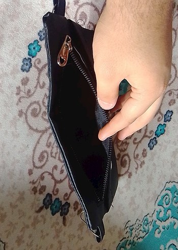 Siyah Deri Yılan Desenli Kadın Çapraz Çanta - Görsel 3