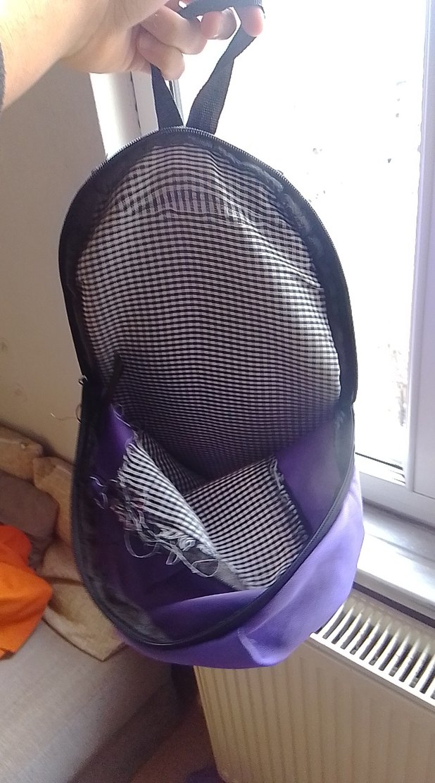 Mor Fermuarlı Kadın Sırt Çantası - Görsel 4