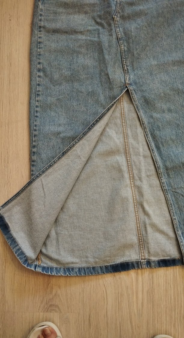 Kadın mavi kot Denim Uzun Etek - Görsel 2