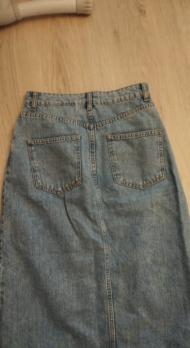 Kadın mavi kot Denim Uzun Etek - Görsel 5