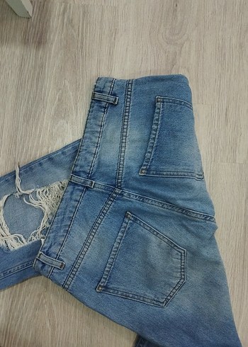 Kadın mavi renk normal Kesim Yırtık Jean - Görsel 3