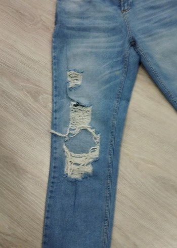 Kadın mavi renk normal Kesim Yırtık Jean - Görsel 2