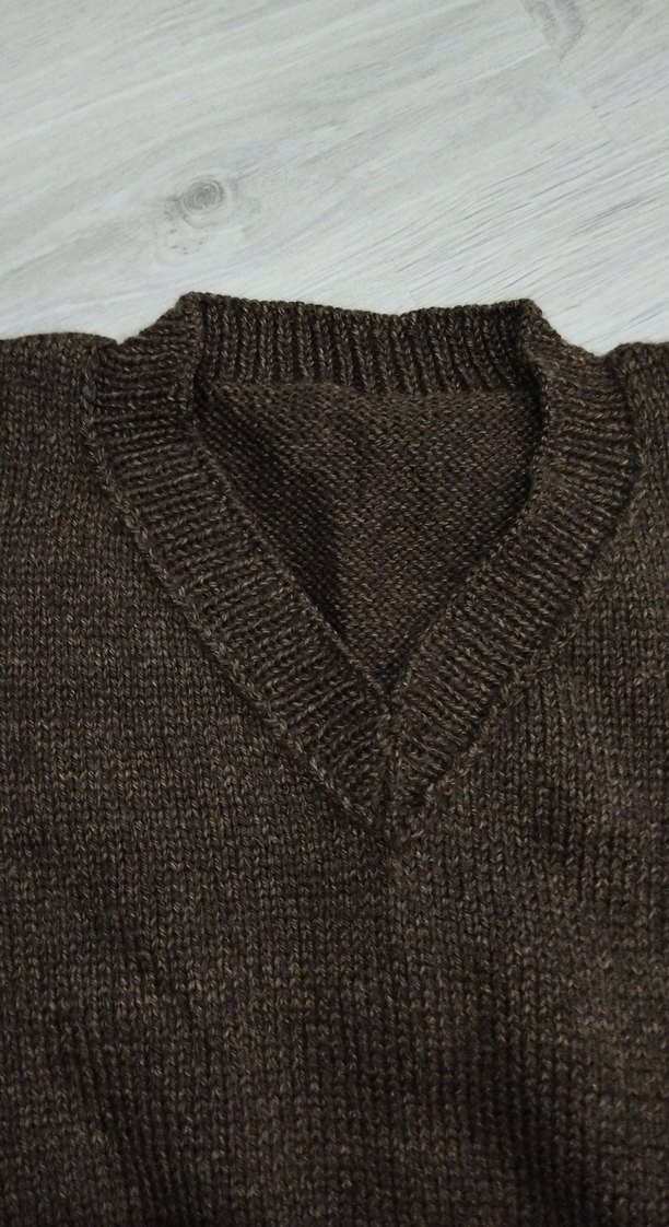 Kadın Kahverengi V Yakalı Triko Süveter - Görsel 2