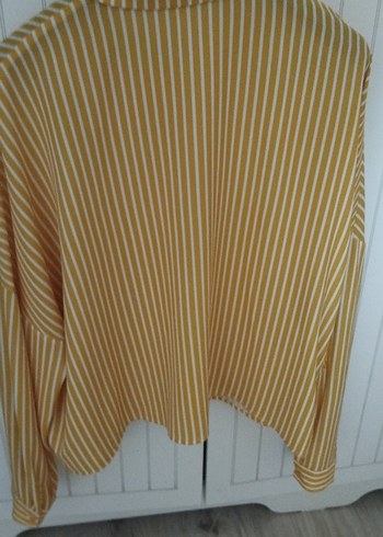 Sarı Çizgili Düğmeli Kadın Gömlek - Görsel 5