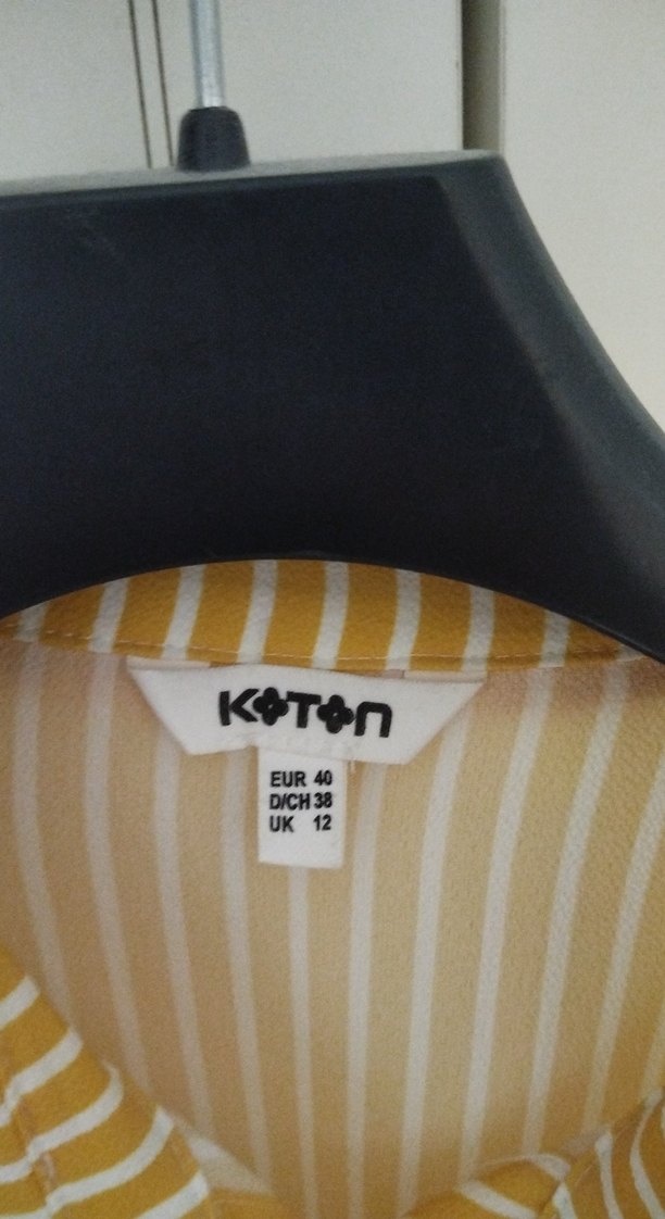 Sarı Çizgili Düğmeli Kadın Gömlek - Görsel 2