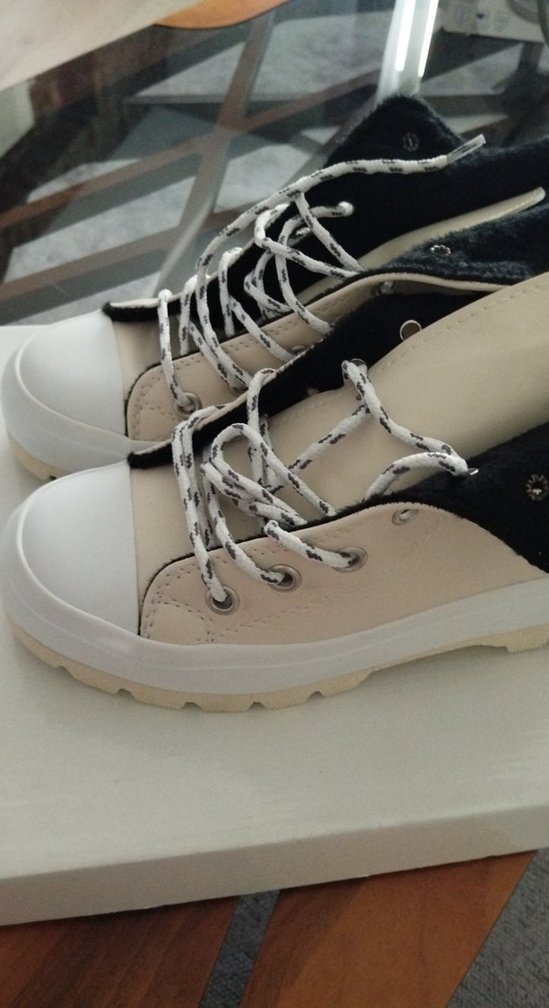 Kadın Beyaz bej Street Style Spor Ayakkabı - Görsel 3