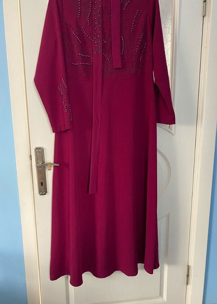 Taşlı Tesettür abiye elbise - Görsel 2