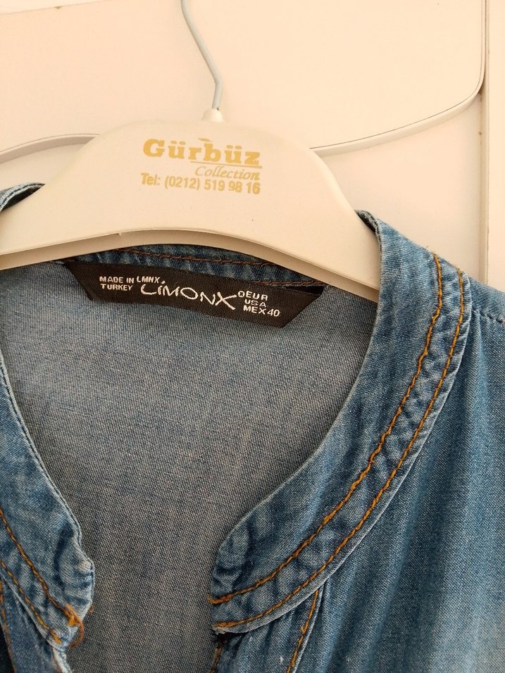 Kadın Lacivert Bağcıklı Uzun Kot Elbise - Görsel 3