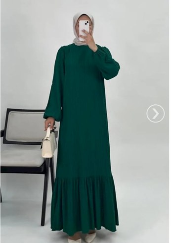 Yeşil Piliseli Uzun Bohem Elbise - Görsel 2