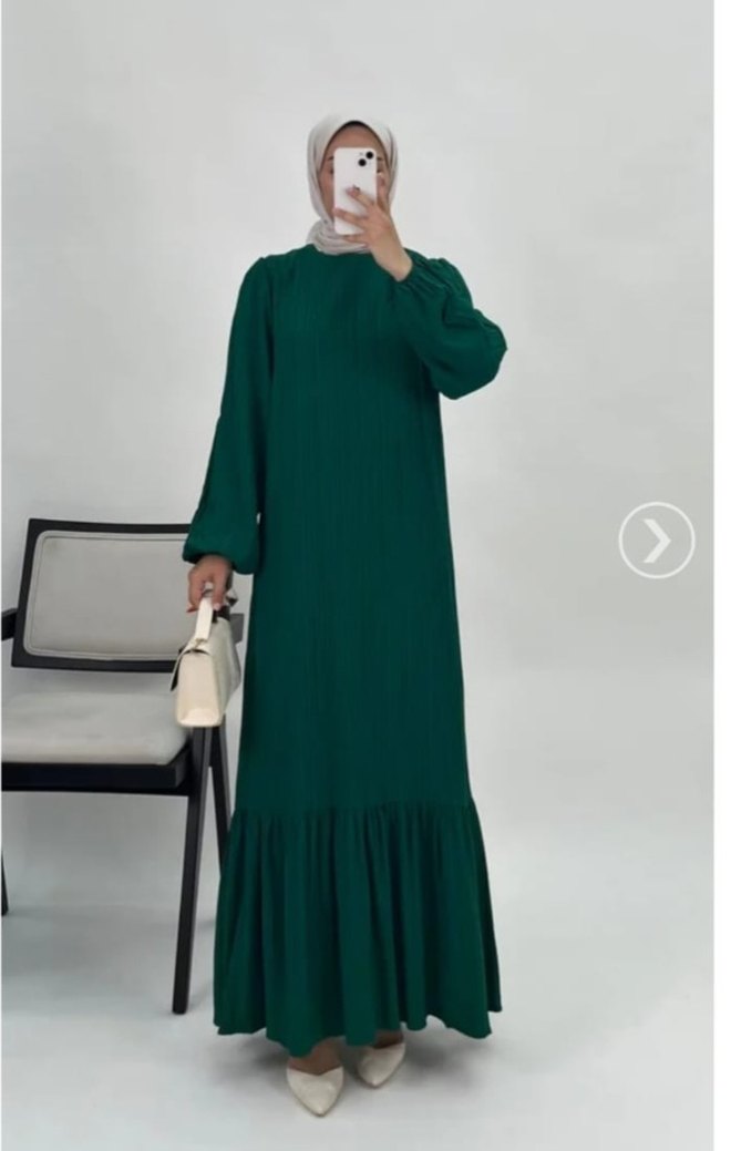 Yeşil Piliseli Uzun Bohem Elbise - Görsel 2