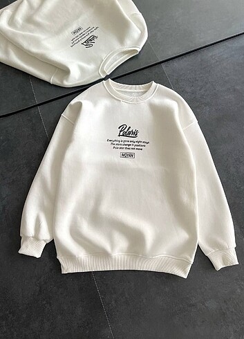 Bisiklet yaka baskılı sweatshirt 