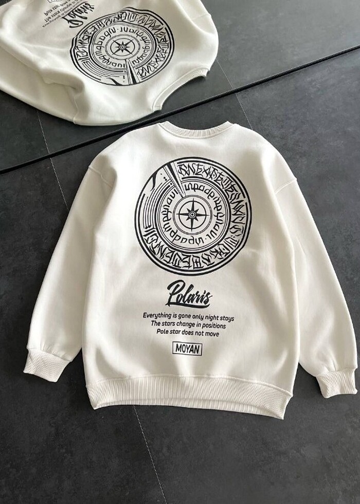 Bisiklet yaka baskılı sweatshirt  - Görsel 3