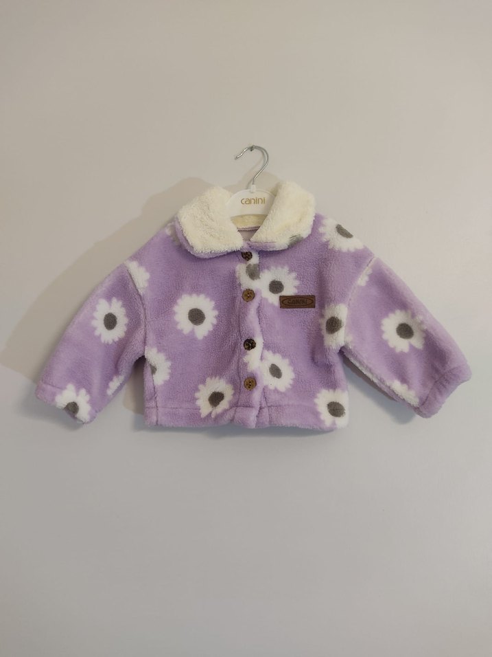 Kız Çocuk Lila Düğmeli Welsoft Kışlık Ceket - Görsel 2