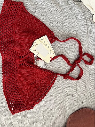 m Beden bordo Renk Koton Örgü Bikini Üstü