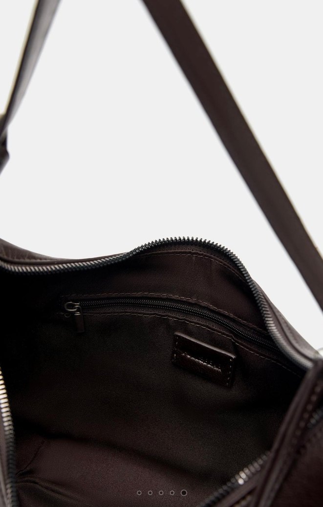 Kahverengi Tokalı Deri Kadın Çanta Zımba Detaylı - Görsel 5