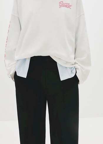 Nervürlü geniş paça eşofman altı - Görsel 3