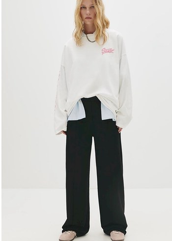 Nervürlü geniş paça eşofman altı - Görsel 4