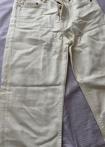 Beyaz Pamuklu Kadın Normal Boy Pantolon - Görsel 2