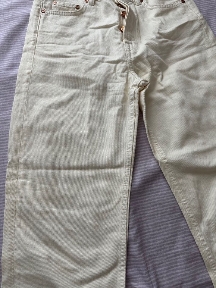 Beyaz Pamuklu Kadın Normal Boy Pantolon - Görsel 2