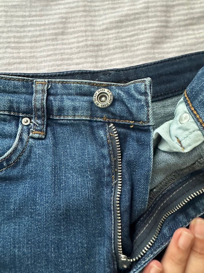 Kadın Mavi Kemerli Normal Boy Denim Pantolon - Görsel 3