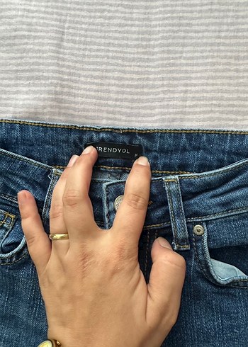 Düğmeli Lacivert Kadın Midi Denim Pantolon - Görsel 5