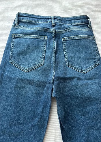 Düğmeli Lacivert Kadın Midi Denim Pantolon - Görsel 6