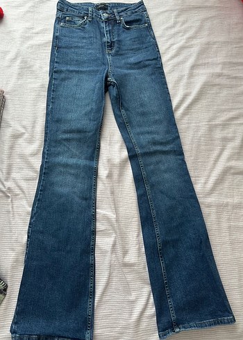 Düğmeli Lacivert Kadın Midi Denim Pantolon - Görsel 2