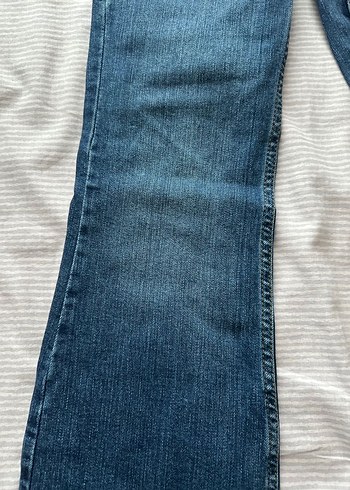 Düğmeli Lacivert Kadın Midi Denim Pantolon - Görsel 3