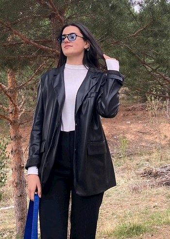 Bershka Siyah deri blazer