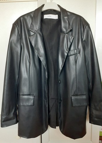 m Beden Siyah deri blazer