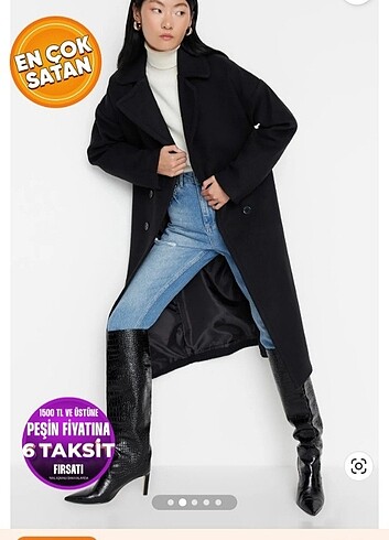 Trendyolmilla siyah oversize kaban