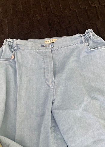 48 Beden mavi Renk Nakışlı Bej Midi Kot Pantolon