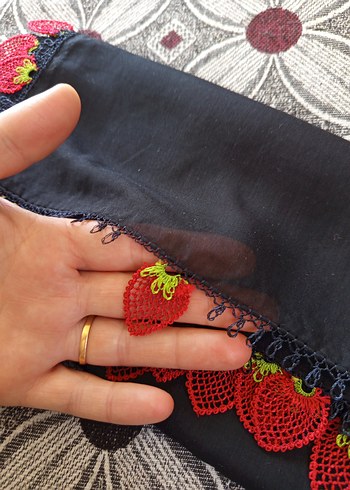 Kırmızı Fırfırlı Bohem Kadın Şal - Görsel 3