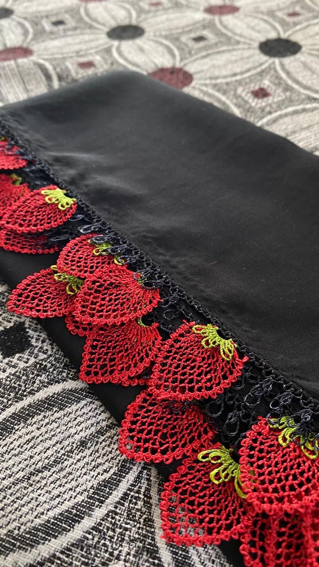 Kırmızı Fırfırlı Bohem Kadın Şal - Görsel 4