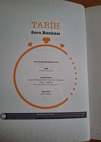 10. Sınıf Tarih Soru Bankası Kronometre Yayınları - Görsel 2
