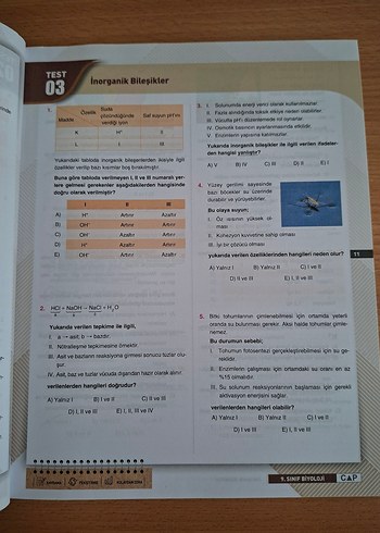 9. Sınıf Biyoloji Soru Bankası - ÇAP Yayınları - Görsel 5