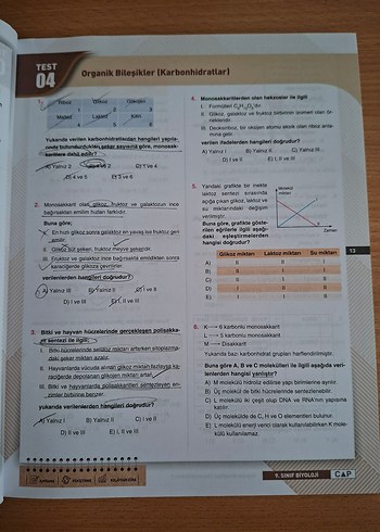 9. Sınıf Biyoloji Soru Bankası - ÇAP Yayınları - Görsel 6