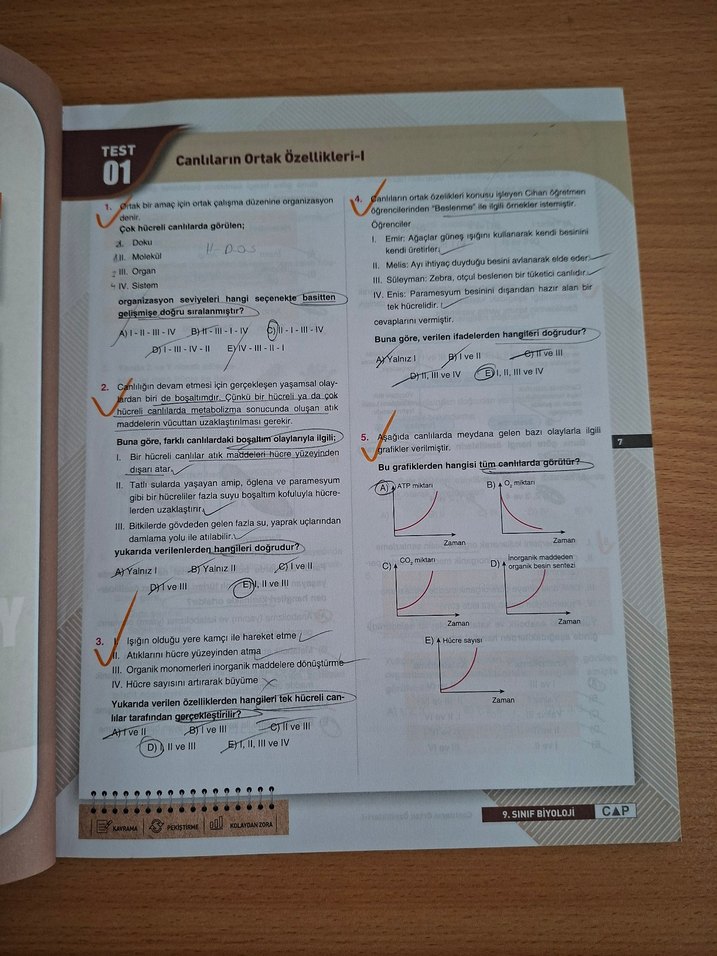 9. Sınıf Biyoloji Soru Bankası - ÇAP Yayınları - Görsel 3