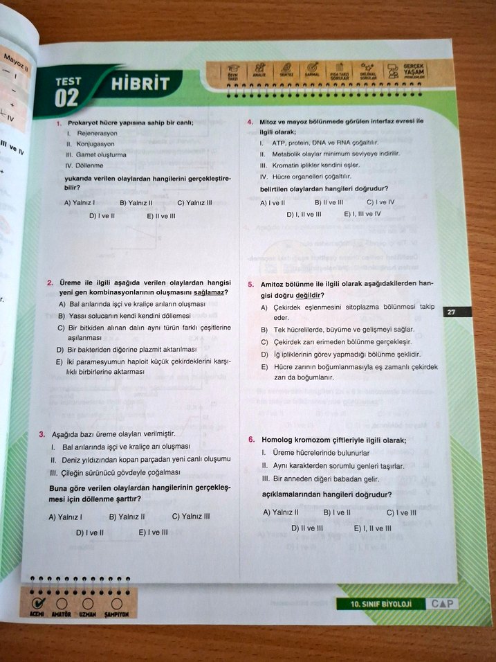 10. Sınıf Biyoloji Soru Bankası Çap Yayınları - Görsel 4