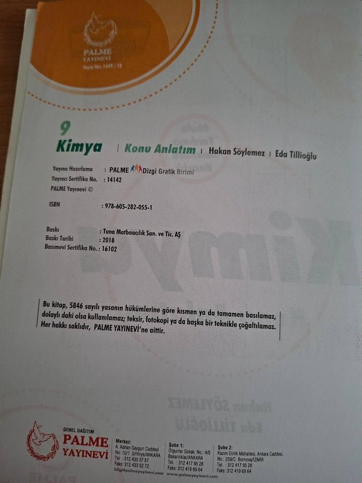 Palme Yayınevi 9. Sınıf Kimya Konu Anlatımlı Kitabı - Görsel 2