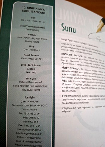 10. Sınıf Kimya Soru Bankası - ÇAP Yayınları - Görsel 2