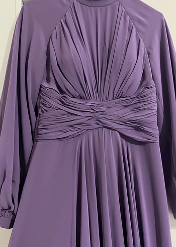 Mor Drapeli Uzun Abiye Elbise - Görsel 2