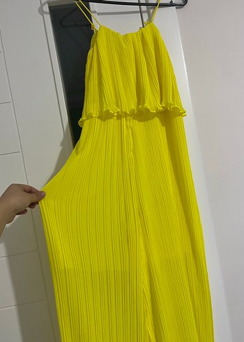 Kadın Sarı Pilili Uzun Tulum - Görsel 2