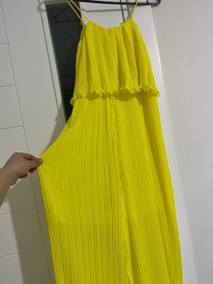 Kadın Sarı Pilili Uzun Tulum - Görsel 2