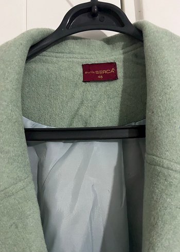 Düğmeli Uzun Yeşil Kadın Kaban - Görsel 3