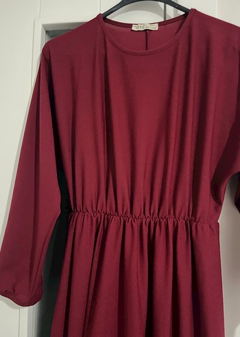 Bordo Uzun Kollu Salaş Kadın Elbise - Görsel 2