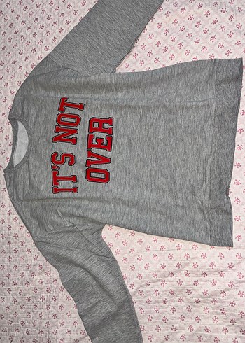Gri Baskılı Uzun Kollu Kadın Sweatshirt